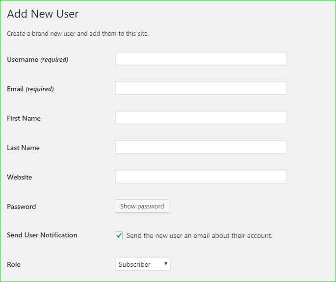 Add User In WordPress - All The Required Details